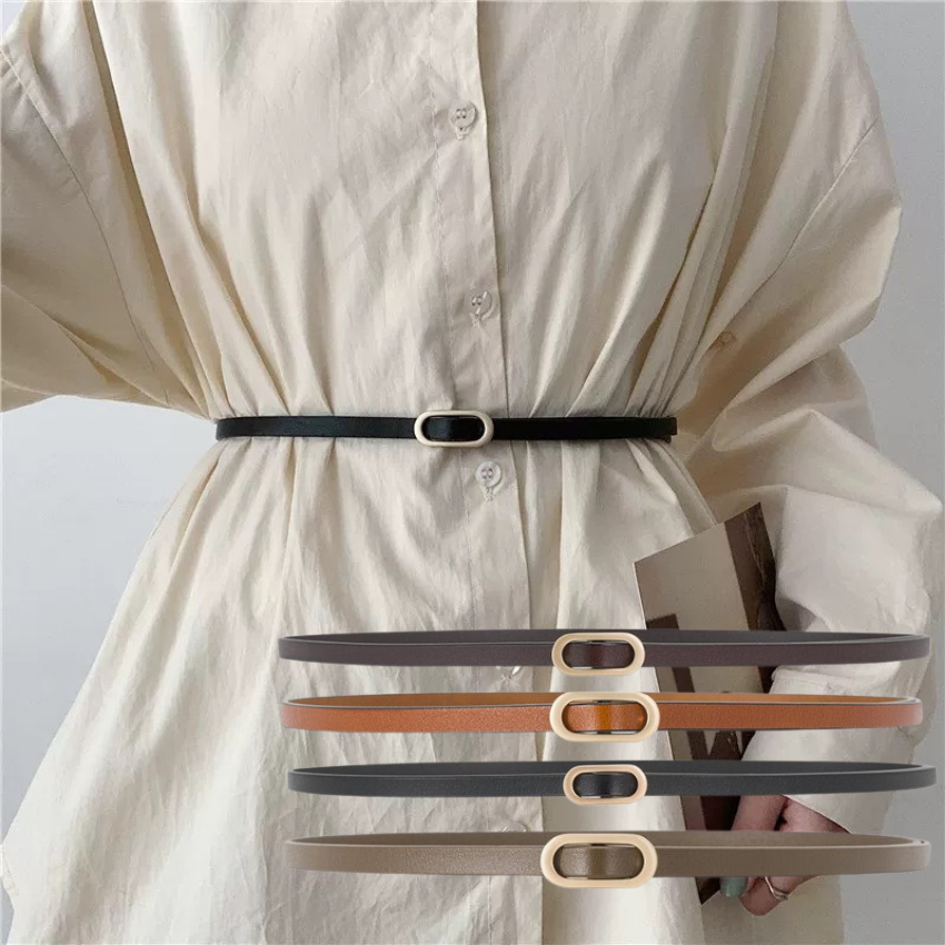  Thắt lưng nữ da bò thật AGANA dây nịt da thật đai váy da thật Hàn Quốc cao cấp phong cách hiện đại - DNT012 