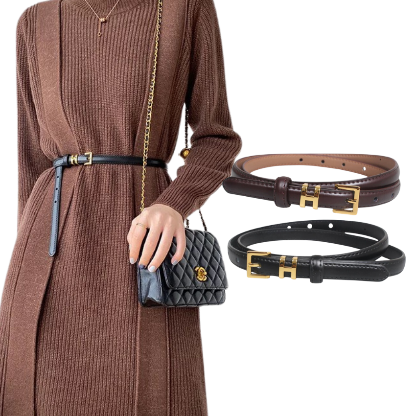  Thắt lưng nữ da bò thật AGANA dây nịt da thật đai váy da thật Hàn Quốc cao cấp phong cách hiện đại - DNT013 