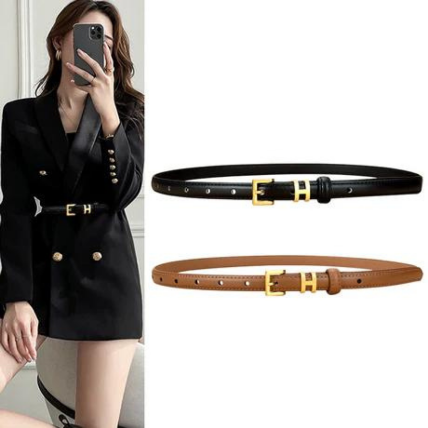  Thắt lưng nữ da bò thật AGANA dây nịt da thật đai váy da thật Hàn Quốc cao cấp phong cách hiện đại - DNT013 