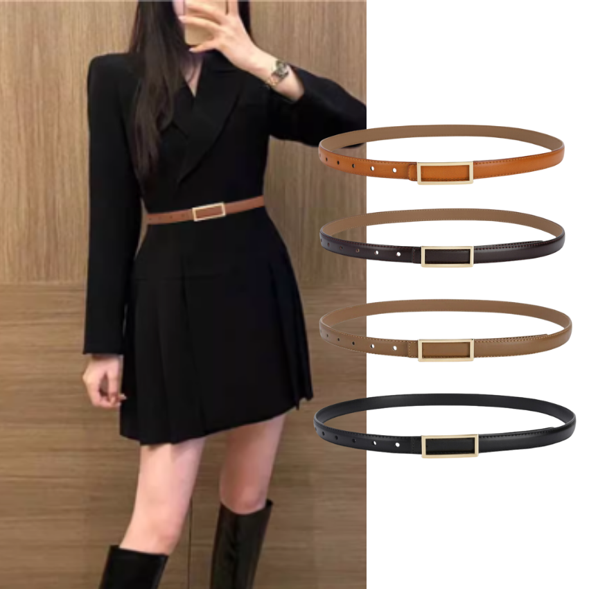  Thắt lưng nữ da bò thật AGANA dây nịt da thật đai váy da thật Hàn Quốc cao cấp phong cách hiện đại - DNT014 