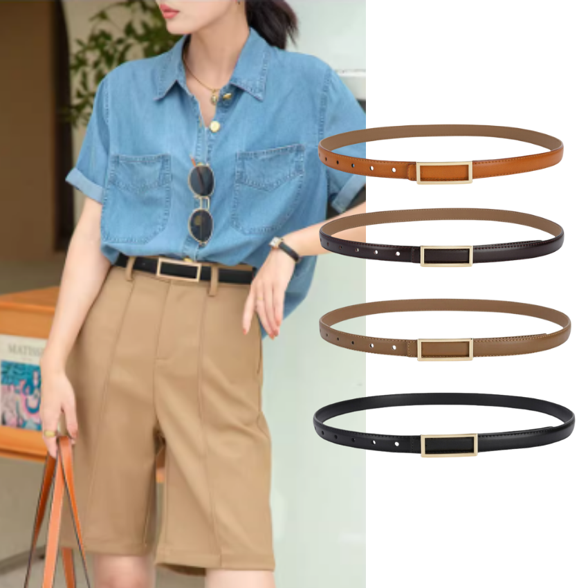  Thắt lưng nữ da bò thật AGANA dây nịt da thật đai váy da thật Hàn Quốc cao cấp phong cách hiện đại - DNT014 