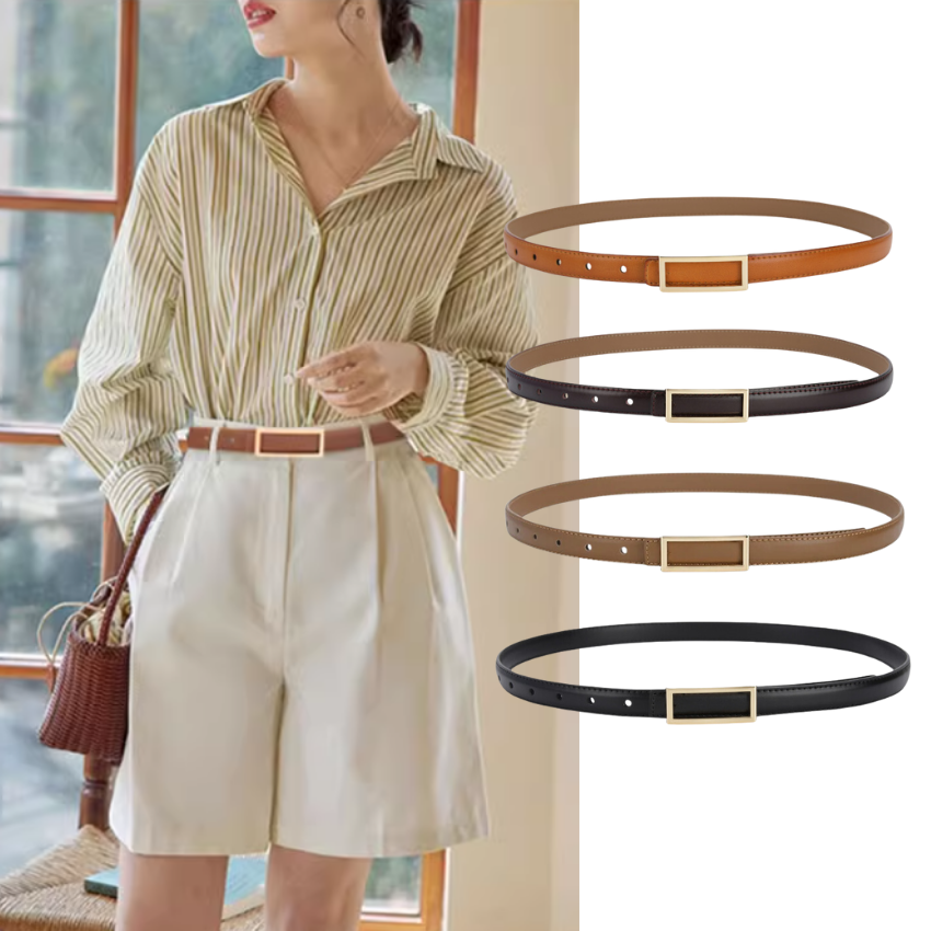  Thắt lưng nữ da bò thật AGANA dây nịt da thật đai váy da thật Hàn Quốc cao cấp phong cách hiện đại - DNT014 