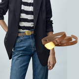  Thắt lưng nữ da bò thật AGANA dây nịt da thật đai váy da thật Hàn Quốc cao cấp phong cách hiện đại - DNT015 