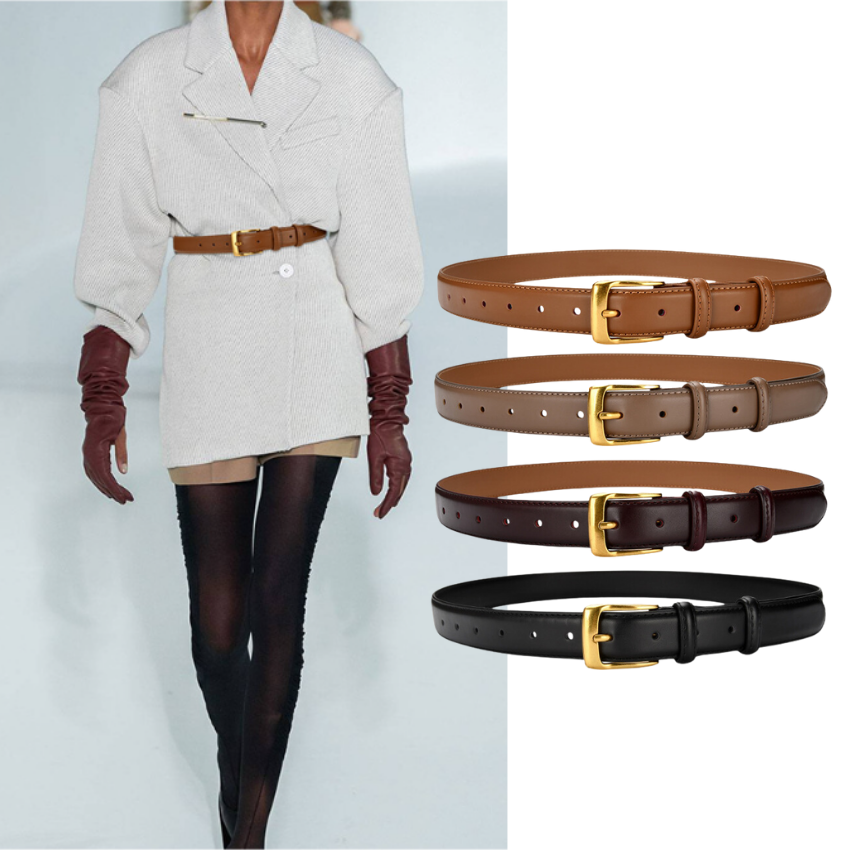  Thắt lưng nữ da bò thật AGANA dây nịt da thật đai váy da thật Hàn Quốc cao cấp phong cách hiện đại - DNT017 