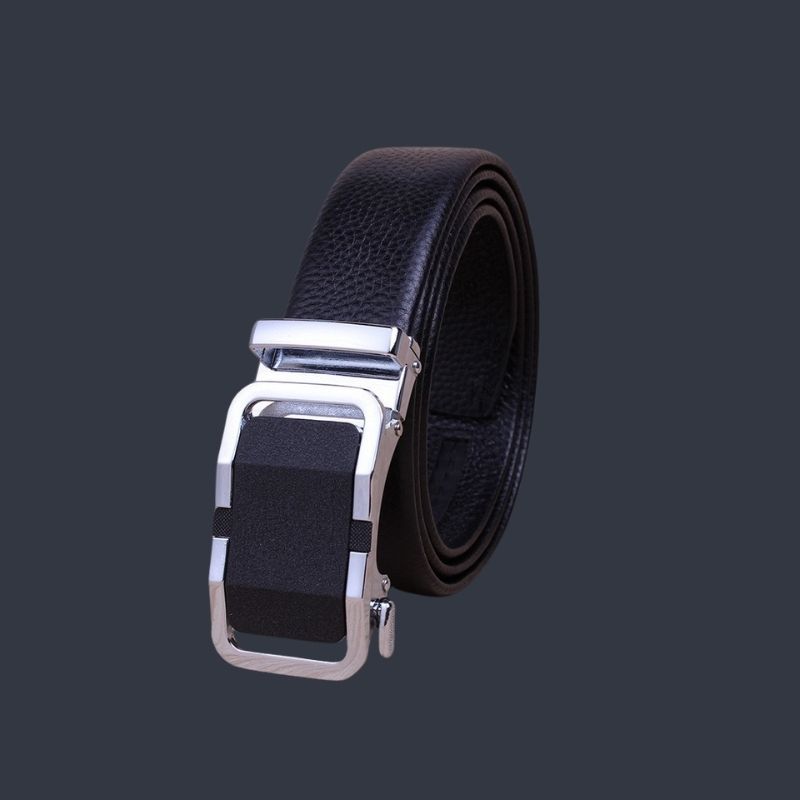  Thắt lưng nam da bò thật khóa tự động hợp kim chống rỉ AGANA dây nịt nam cao cấp khóa lỗ kim da bò bền bỉ thời trang - Màu Đen - DNN008 