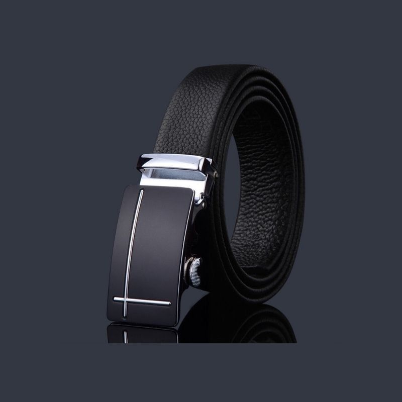  Thắt lưng nam da bò thật khóa tự động hợp kim chống rỉ AGANA dây nịt nam cao cấp khóa lỗ kim da bò bền bỉ thời trang - Màu Đen - DNN012 
