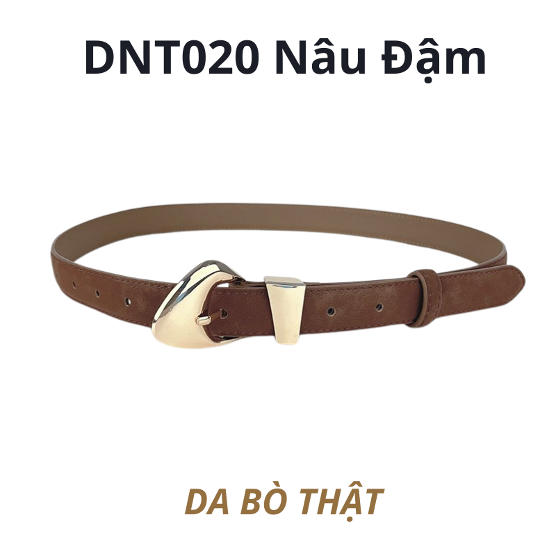  Thắt lưng nữ da bò thật AGANA dây nịt da thật đai váy da thật Hàn Quốc cao cấp phong cách hiện đại - DNT020 