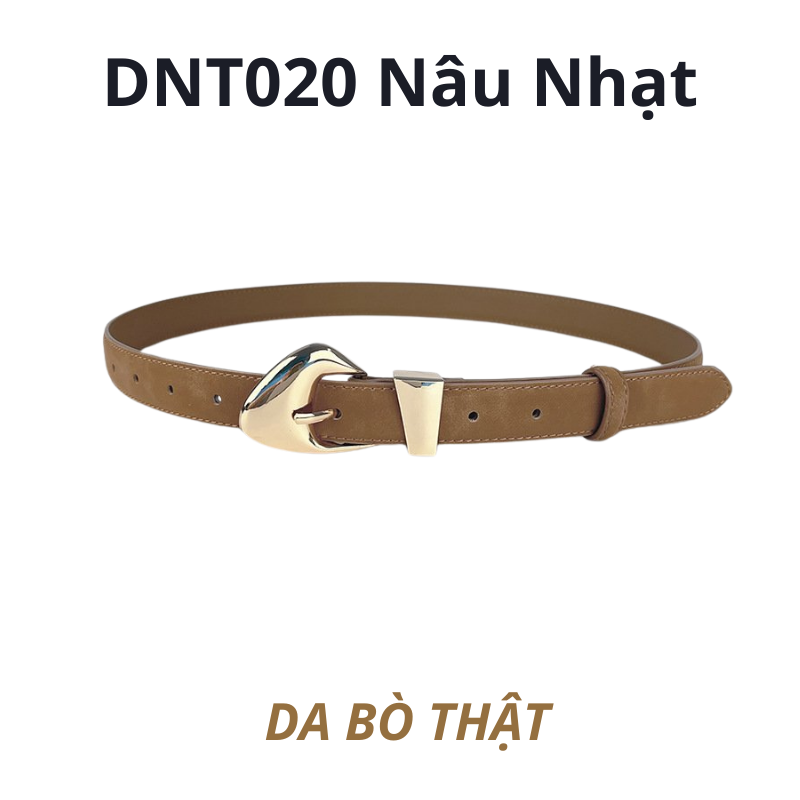  Thắt lưng nữ da bò thật AGANA dây nịt da thật đai váy da thật Hàn Quốc cao cấp phong cách hiện đại - DNT020 