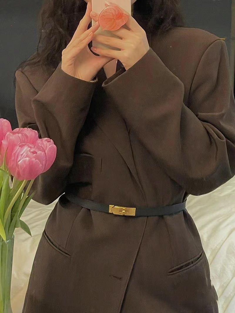  Thắt lưng nữ da bò thật AGANA dây nịt da thật đai váy da thật Hàn Quốc cao cấp phong cách hiện đại - DNT010 