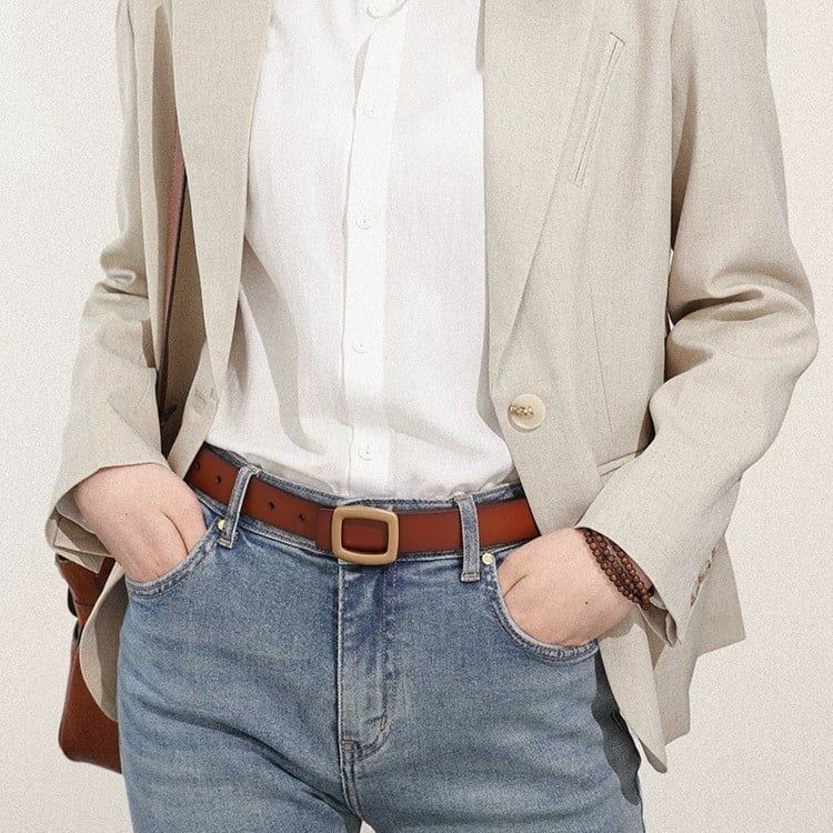  Thắt lưng nữ da bò thật AGANA dây nịt da thật đai váy da thật Hàn Quốc cao cấp phong cách hiện đại - DNT005 