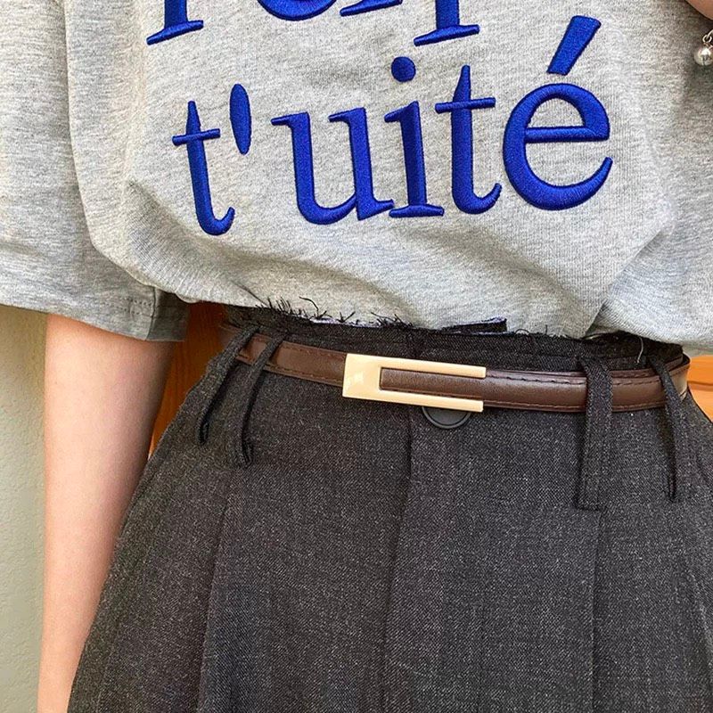  Thắt lưng nữ da bò thật AGANA dây nịt da thật đai váy da thật Hàn Quốc cao cấp phong cách hiện đại - DNT007 