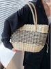 Túi cói đi biển vintage thời trang nữ phong cách cầm tay Hàn Quốc đẹp cổ điển màu nâu be  - TC110