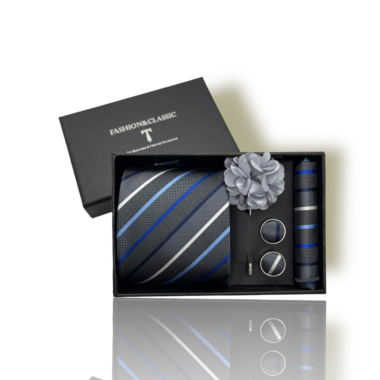  Set cà vạt nam 4 món cao cấp làm quà tặng, caravat đẹp sang trọng - SCR024 