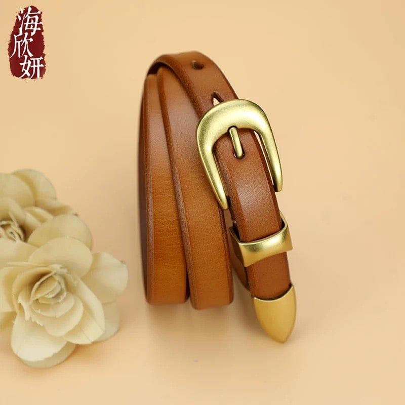  Thắt lưng nữ da bò thật AGANA dây nịt da thật đai váy da thật Hàn Quốc cao cấp phong cách hiện đại - DNT024 