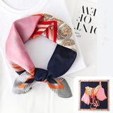  Khăn quàng cổ size vuông 70cm lụa mỏng nhẹ thích hợp cho mùa hè mùa xuân mùa thu chống nắng họa tiết yên ngựa màu xanh đen AGANA- KL410 