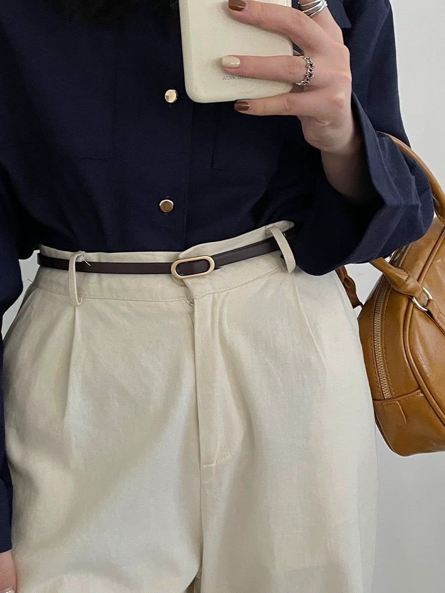  Thắt lưng nữ da bò thật AGANA dây nịt da thật đai váy da thật Hàn Quốc cao cấp phong cách hiện đại - DNT012 