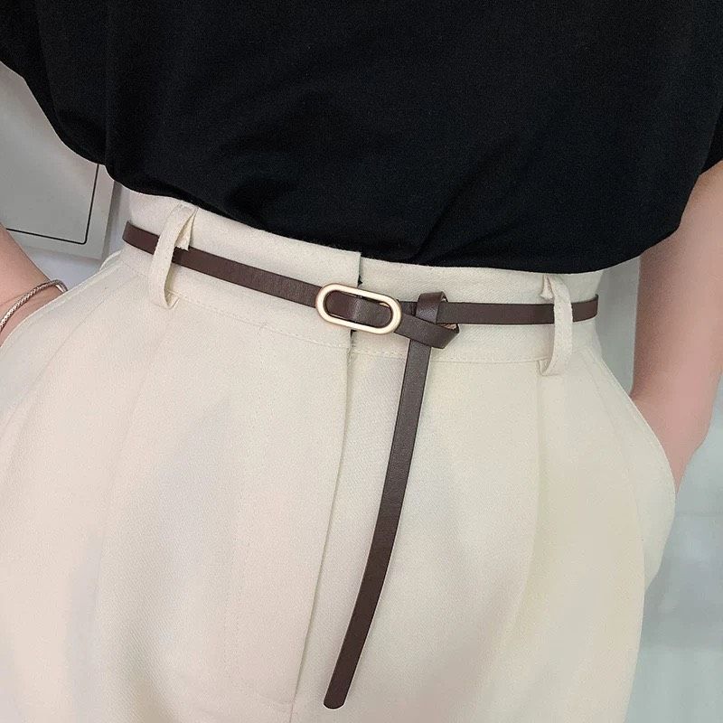  Thắt lưng nữ da bò thật AGANA dây nịt da thật đai váy da thật Hàn Quốc cao cấp phong cách hiện đại - DNT012 