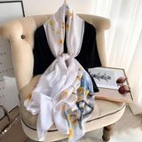 Quà tặng 20/10 cho sếp nữ, vợ, cô giáo, giáo viên nữ, mẹ và bạn gái, người yêu nữ quà tặng Khăn quàngchoàng cổ lụa cao cấp cho nữ văn phòng sở đẹp màu trắng phối xanh AGANA - KS179 