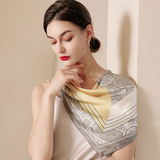  Khăn quàng cổ size vuông 70cm lụa mỏng nhẹ thích hợp cho mùa hè mùa xuân mùa thu chống nắng họa tiết tế bào tương phản màu xám AGANA- KL411 