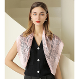  Khăn quàng cổ size vuông 70cm lụa mỏng nhẹ thích hợp cho mùa hè mùa xuân mùa thu chống nắng họa tiết hạt điều màu hồng nhạt AGANA- KL398 