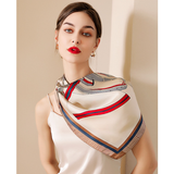  Khăn quàng cổ size 70cm lụa mỏng nhẹ thích hợp cho mùa hè mùa xuân mùa thu chống nắng họa tiết yên ngựa màu be AGANA- KL407 