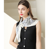  Khăn quàng cổ size vuông 70cm lụa mỏng nhẹ thích hợp cho mùa hè mùa xuân mùa thu chống nắng họa tiết hạt điều màu trắng AGANA- KL395 