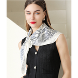  Khăn quàng cổ size vuông 70cm lụa mỏng nhẹ thích hợp cho mùa hè mùa xuân mùa thu chống nắng họa tiết hạt điều màu trắng AGANA- KL395 