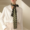 Khăn quàng choàng cổ lụa cao cấp cho nữ văn phòng công sở đẹp họa tiết chấm bi màu xanh rêu AGANA - K1005 