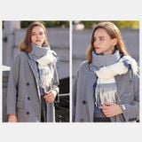  Khăn quàng choàng cổ len Cashmere giữ ấm cao cấp phong cách châu Âu Mỹ sang trọng AGANA - KC445 