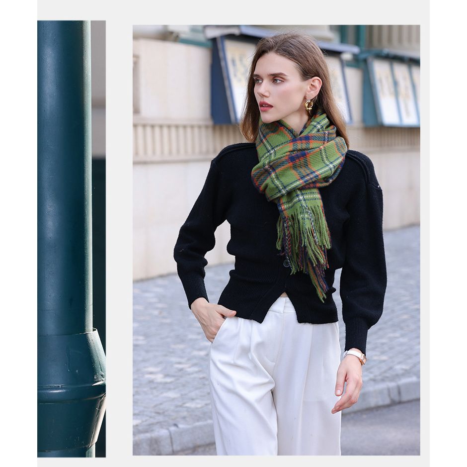  Khăn quàng choàng cổ len Cashmere giữ ấm cao cấp phong cách châu Âu Mỹ sang trọng AGANA - KC449 