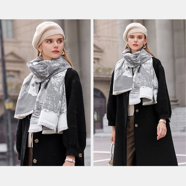  Khăn quàng choàng cổ len Cashmere giữ ấm cao cấp phong cách châu Âu Mỹ sang trọng AGANA - KC453 