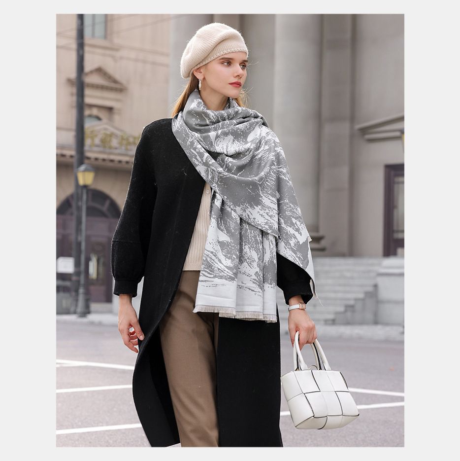  Khăn quàng choàng cổ len Cashmere giữ ấm cao cấp phong cách châu Âu Mỹ sang trọng AGANA - KC453 