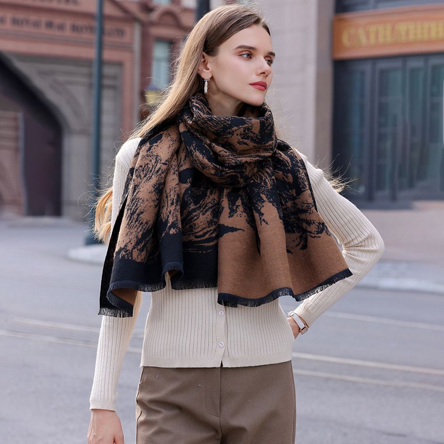  Khăn quàng choàng cổ len Cashmere giữ ấm cao cấp phong cách châu Âu Mỹ sang trọng AGANA - KC454 