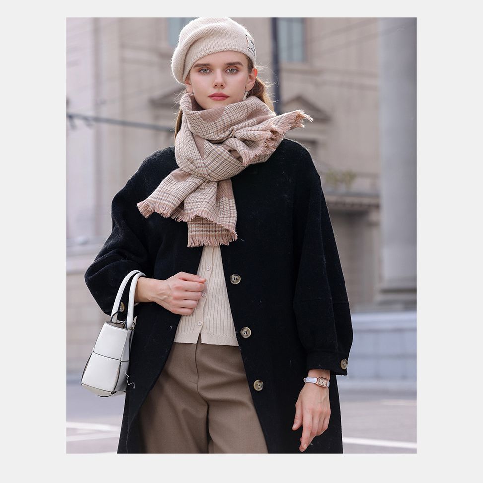  Khăn quàng choàng cổ len Cashmere giữ ấm cao cấp phong cách châu Âu Mỹ sang trọng AGANA - KC456 