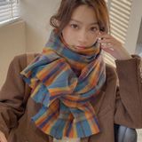  Khăn quàng choàng cổ len Cashmere giữ ấm caro sọc xanh nâu cao cấp đẹp sang trọng - KC480 