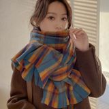 Khăn quàng choàng cổ len Cashmere giữ ấm caro sọc xanh nâu cao cấp đẹp sang trọng - KC480 