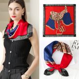  Khăn quàng cổ size vuông 70cm lụa mỏng nhẹ thích hợp cho mùa hè mùa xuân mùa thu chống nắng họa tiết yên ngựa màu đỏ AGANA- KL409 