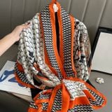  Khăn quàng choàng cổ lụa cao cấp cho nữ văn phòng sở đẹp màu cam AGANA - KS211 