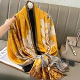  Khăn quàng choàng cổ lụa cao cấp cho nữ văn phòng sở đẹp màu vàng AGANA - KS215 
