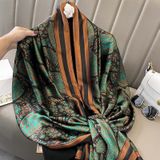  Khăn quàng choàng cổ lụa cao cấp cho nữ văn phòng sở đẹp màu xanh rêu AGANA - KS218 