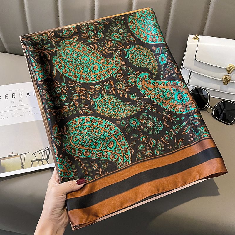  Khăn quàng choàng cổ lụa cao cấp cho nữ văn phòng sở đẹp màu xanh rêu AGANA - KS218 