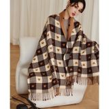 Khăn quàng choàng cổ len Cashmere giữ ấm caro màu nâu trái tim cao cấp phong cách Hàn Quốc đẹp sang trọng - KC404 
