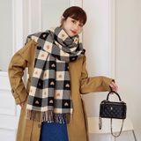  Khăn quàng choàng cổ len Cashmere giữ ấm caro màu đen trái tim cao cấp phong cách Hàn Quốc đẹp sang trọng - KC405 