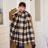  Khăn quàng choàng cổ len Cashmere giữ ấm caro màu đen trái tim cao cấp phong cách Hàn Quốc đẹp sang trọng - KC405 