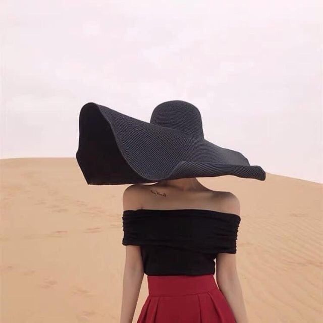  Mũ Nón Cói Vành Siêu To Rộng Le Chapeau Bomba (jacquemus Brand) Màu Đen - Mã NC456 