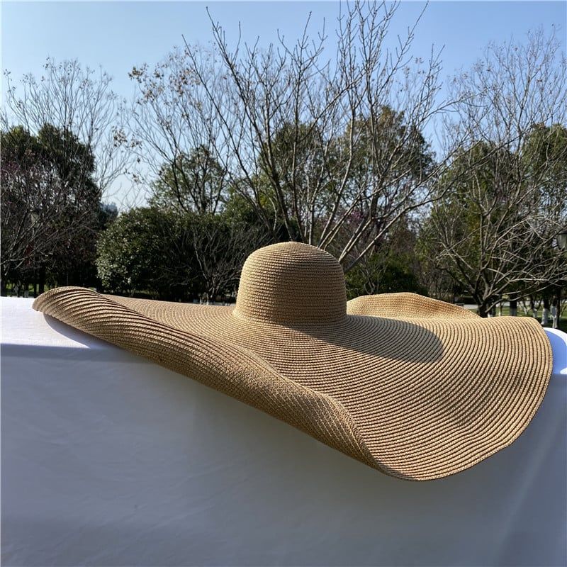  Mũ nón cói đi biển rộng vành tròn đẹp cho nữ vành siêu to Le Chapeau Bomba (jacquemus Brand) màu nâu - NC454 