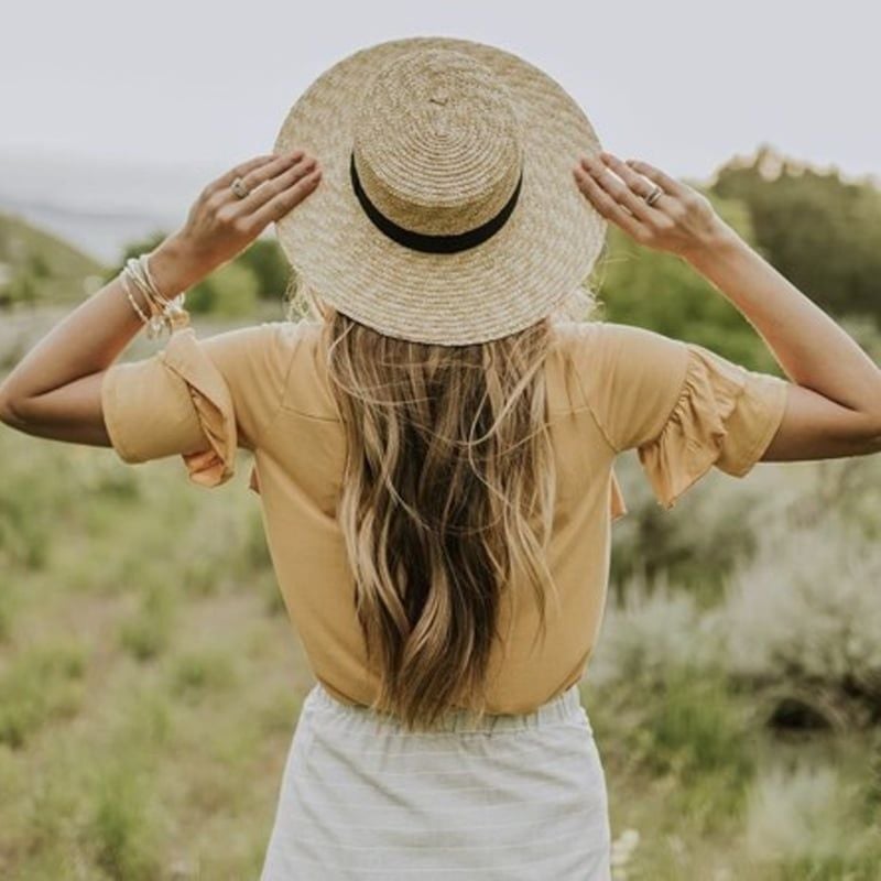  Mũ Cói Âu Mỹ Vintage Sợi Tự Nhiên Cao Cấp Nơ Đen - Mũ Nón Đi Biển - Mã NC448 