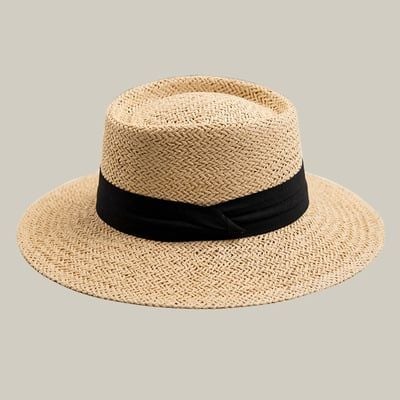  Mũ nón cói đi biển rộng vành tròn đẹp cho nữ sợi tự nhiên cao cấp dây đen - NC465 