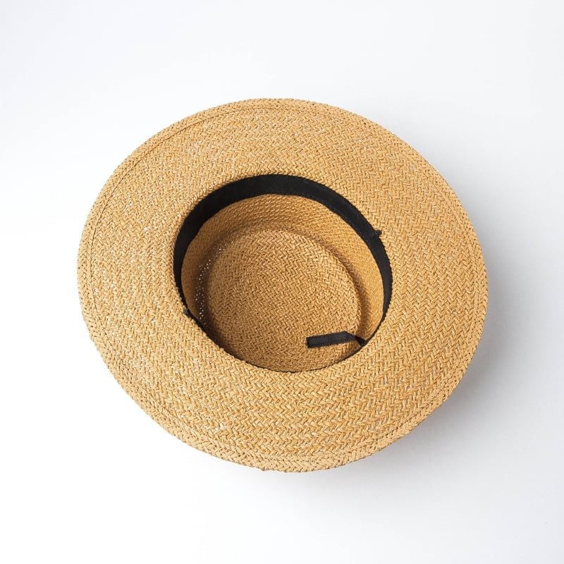 Mũ nón cói đi biển rộng vành tròn đẹp cho nữ sợi tự nhiên cao cấp dây đen - NC465 