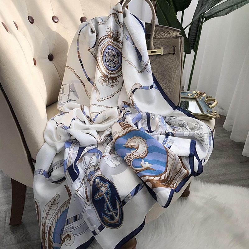  Khăn quàng choàng cổ lụa cao cấp cho nữ văn phòng sở đẹp màu xanh AGANA - KS171 